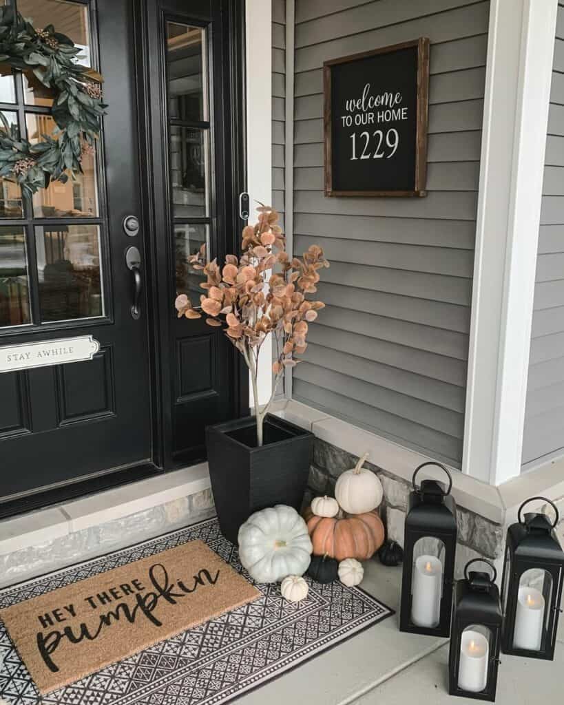 Outdoor Fall Display With Foilage Accents