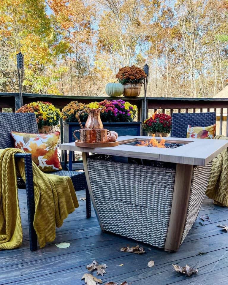 Outdoor Fall Fire Pit Seating Area