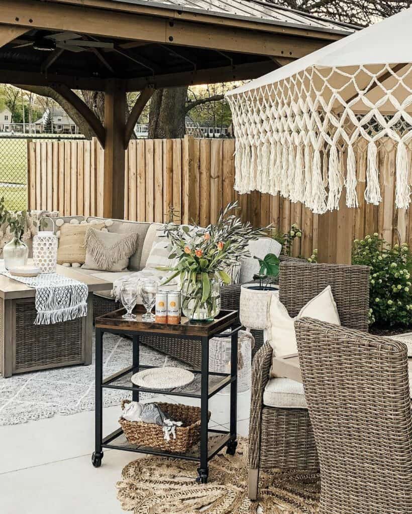 Outdoor Patio Ideas With Wooden Gazebo