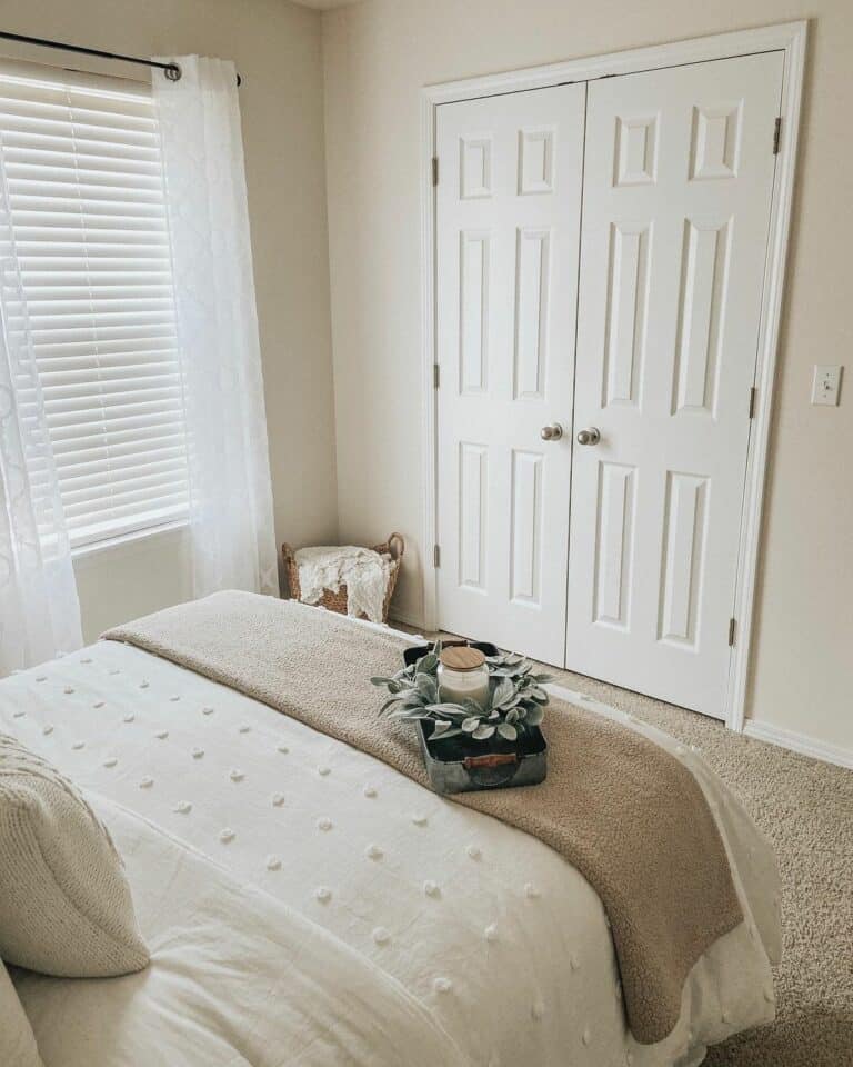 Paneled White Doors in Neutral Bedroom