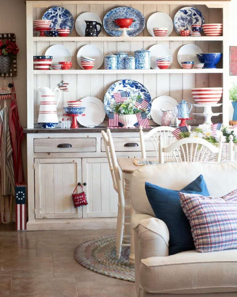 Patriotic Display for a Vintage Dining Hutch