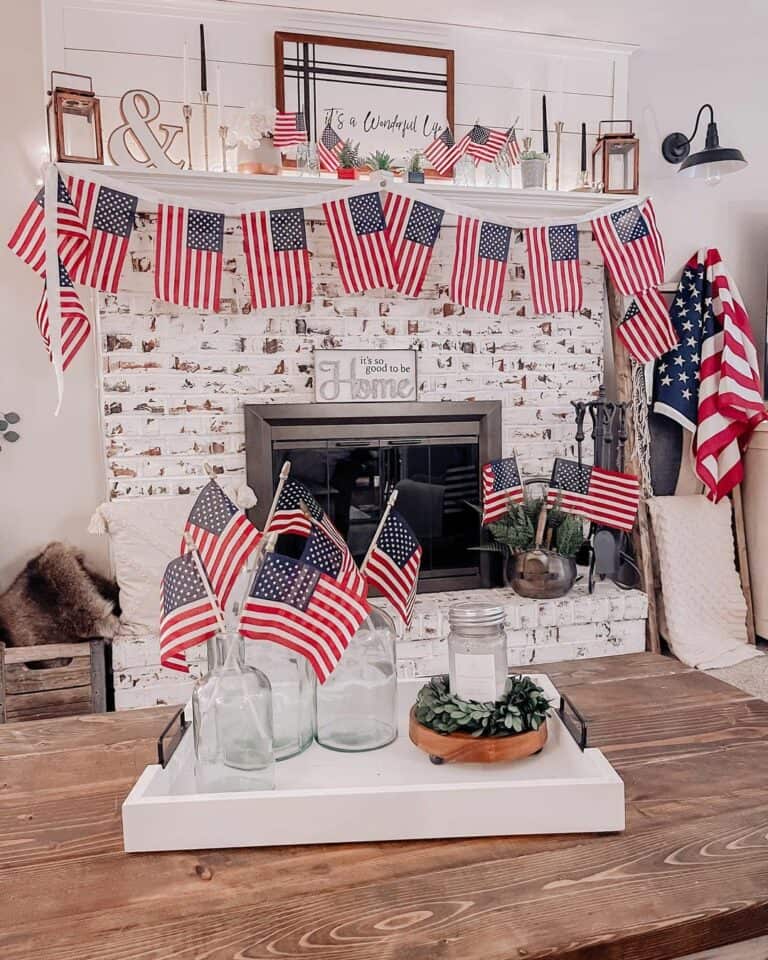 Patriotic Fireplace With Flag Accents