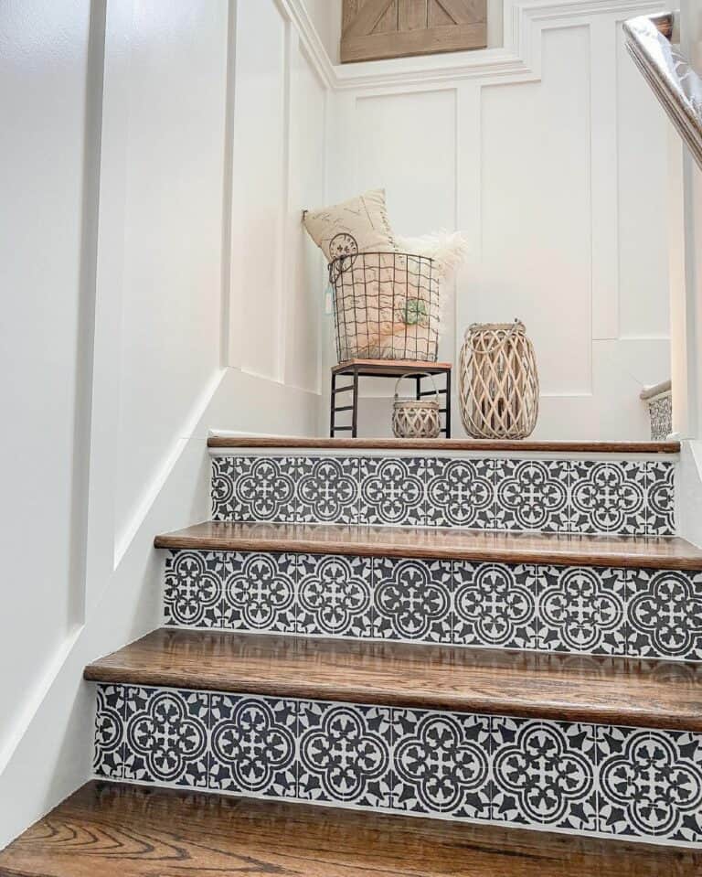 Patterned Tile Ideas for Stairwell Risers