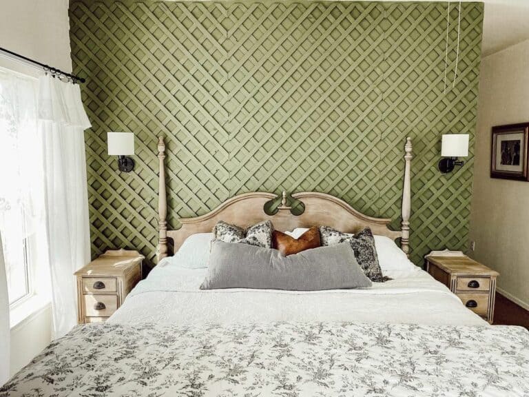 Pea-green Master Bedroom Wall With Antique Furnishings