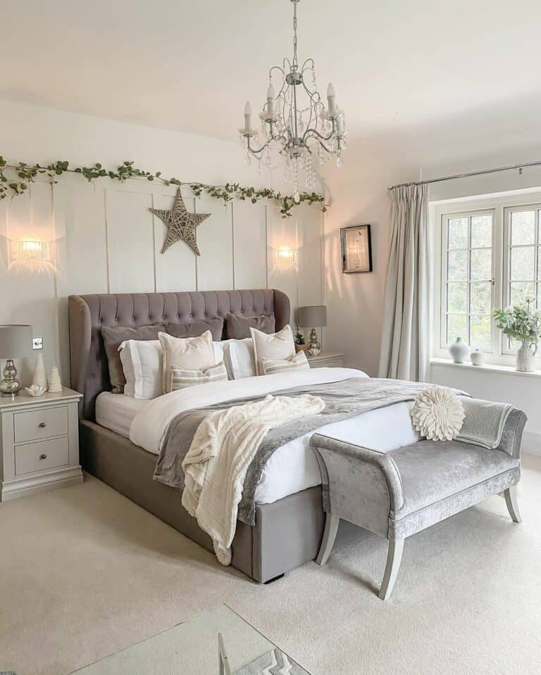 Peaceful and Festive Primary Bedroom