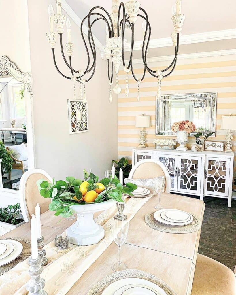 Peach Wall Stripe Ideas for a Spring-themed Dining Room
