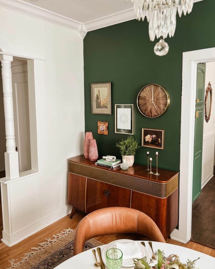 Pine Green Gallery Wall in Dining Room