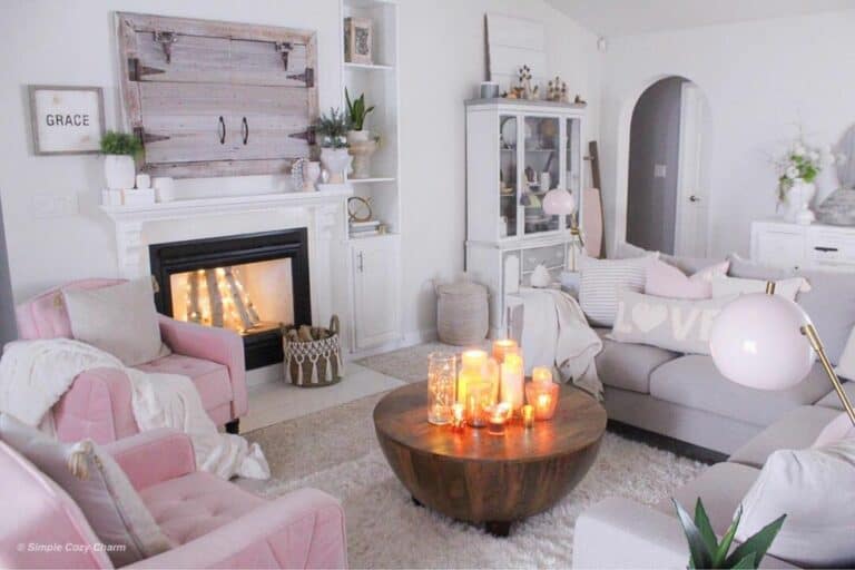 Pink and White Living Room