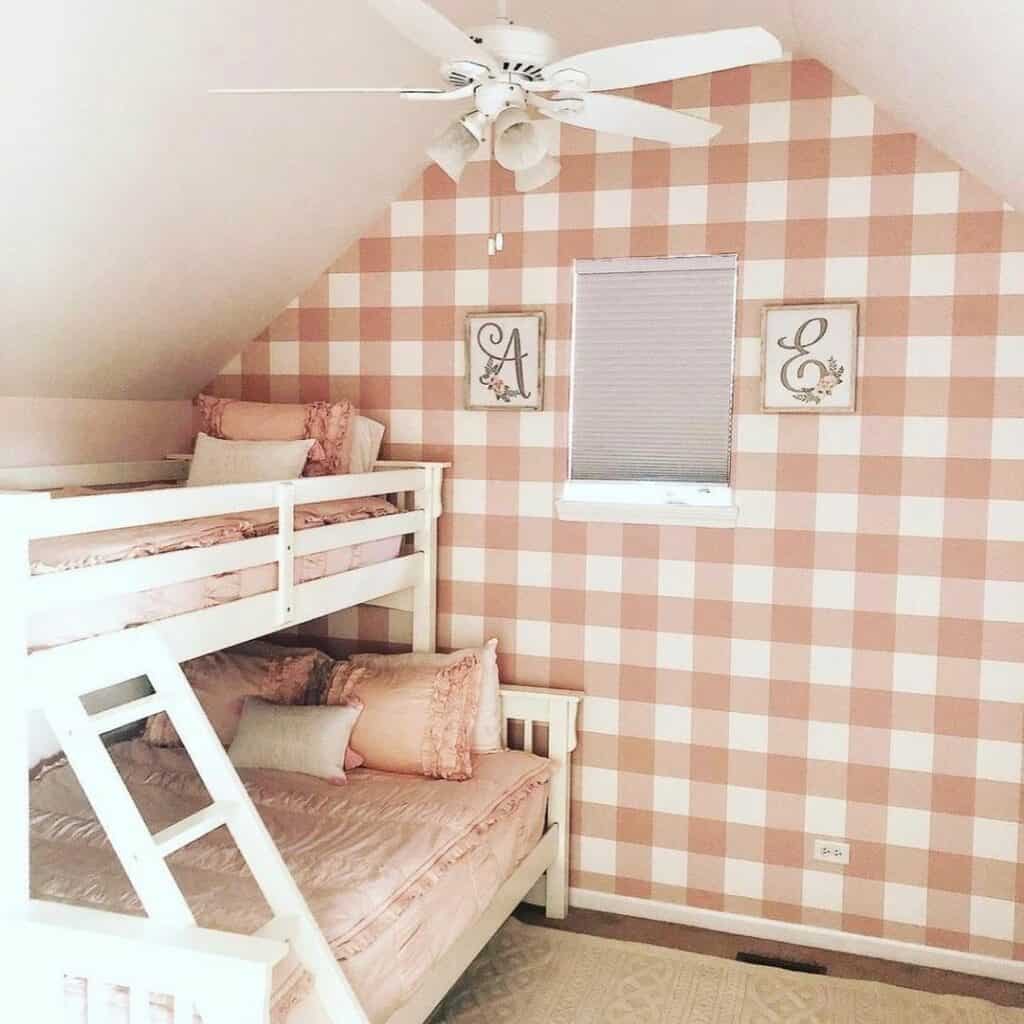Pink-themed Bedroom With Cottagecore Wallpaper