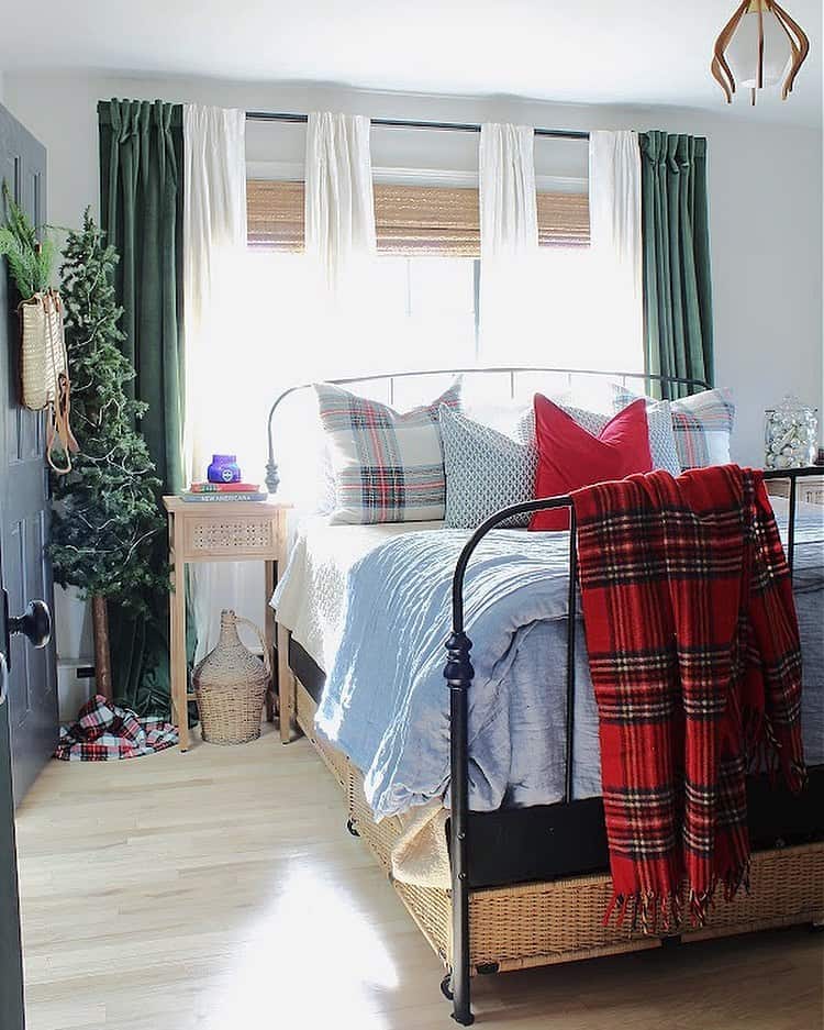 Plaid Bedding With Skinny Christmas Tree