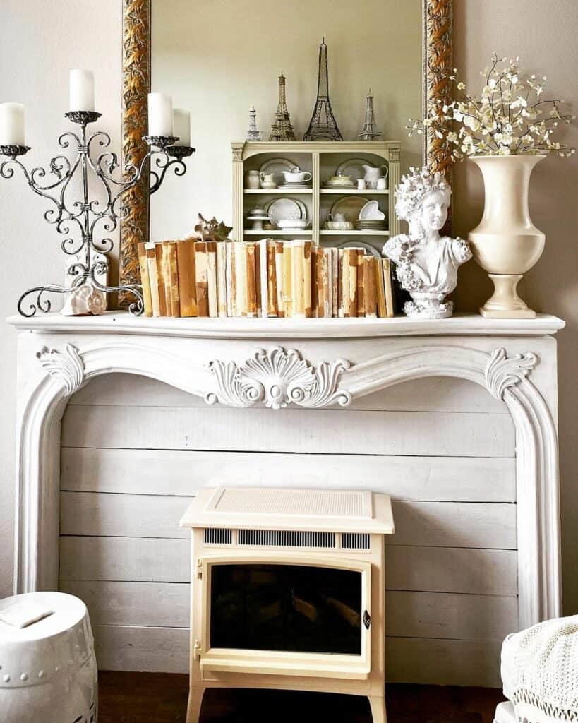 Portable Wooden Fireplace and White Mantle Soul & Lane