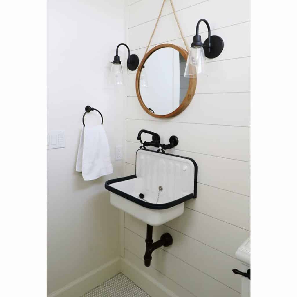 Quaint Bathroom Sink in Shiplap Bathroom