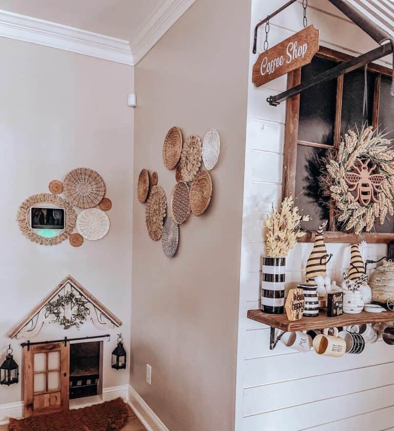 Rattan Basket Wall Display and Designer Doghouse