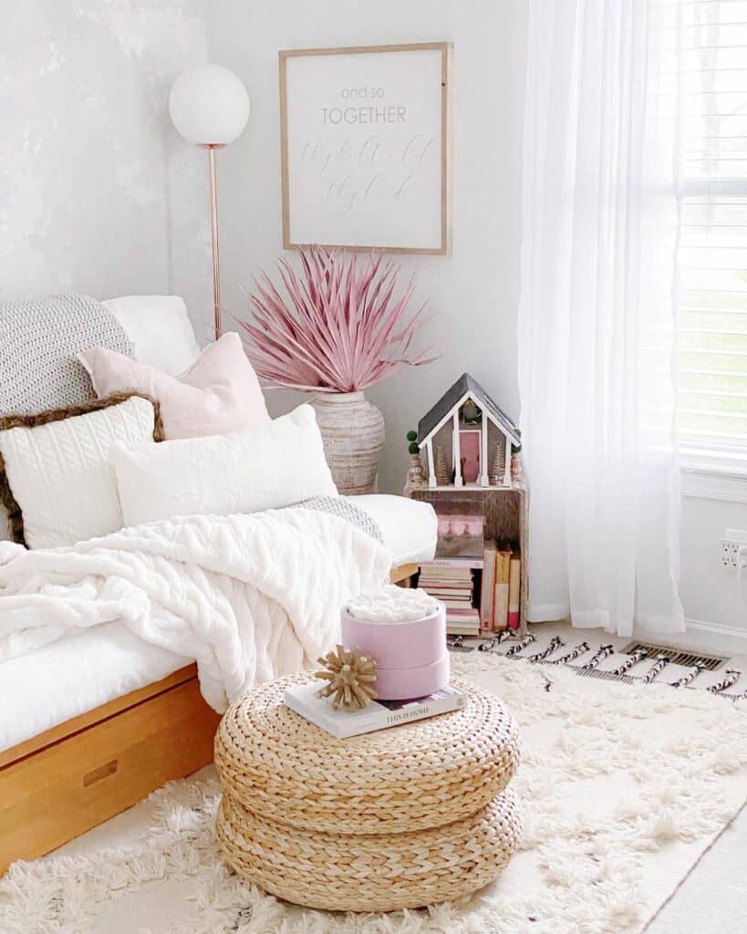 Rattan Pouf in Girl's Bedroom