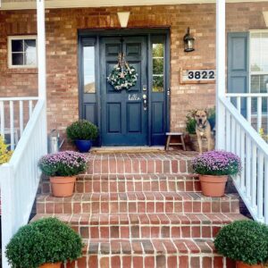Red Brick Steps With White Handrails