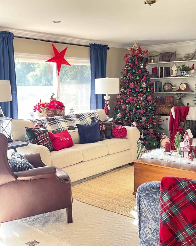 Red Plaid Ornaments and Green Baubles