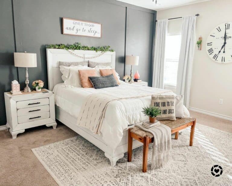 Relaxing Bedroom With Gray Accent Wall