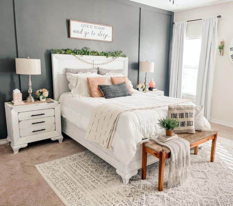Relaxing Bedroom With Gray Accent Wall