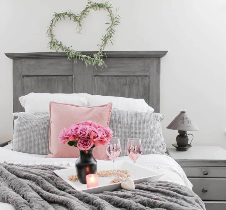 Romantic Gray Bedroom Set With Flowers