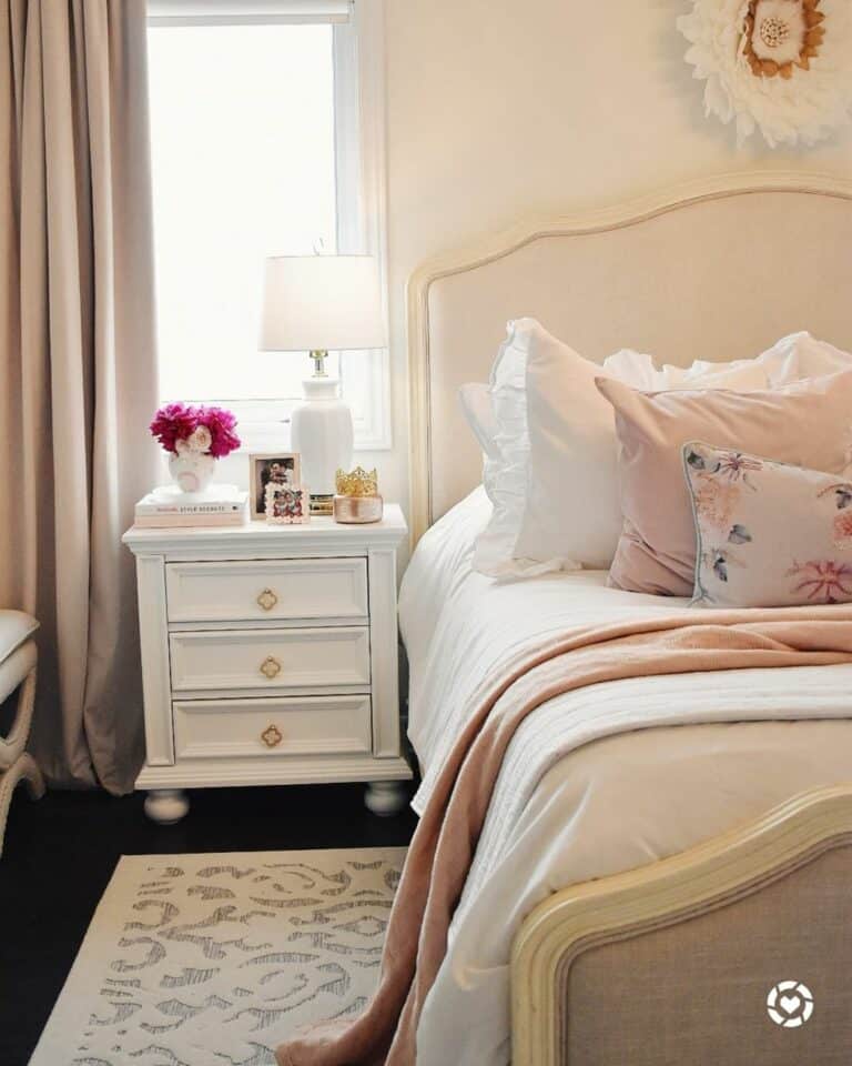 Romantic Master Bedroom With Blush Accents