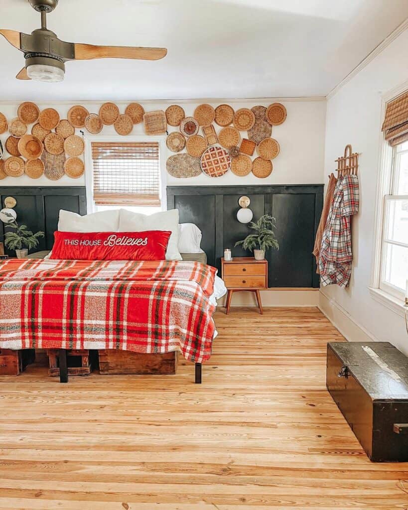 Rustic Bedroom Idea With No Headboard