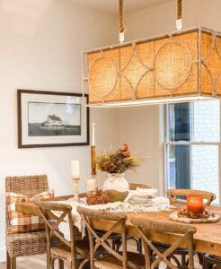 Rustic Butcher Block Fall Table Décor With Rattan Accents