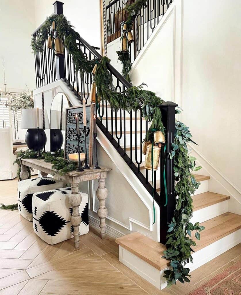 Rustic Christmas Staircase Decorations