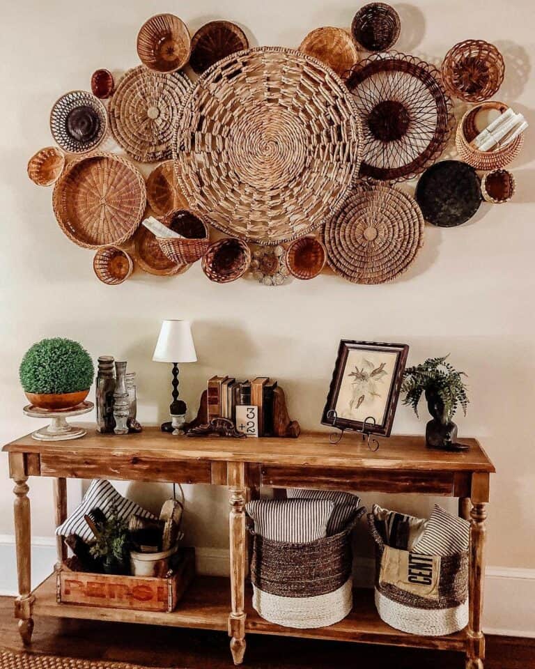 Rustic Console Table Displays Vintage Items