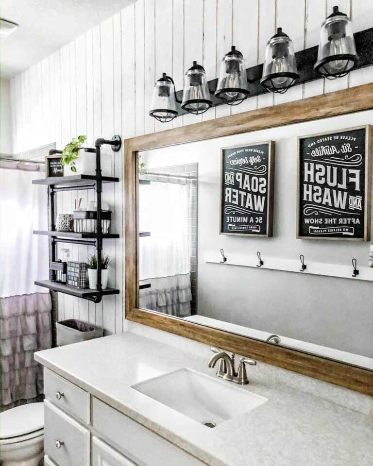 Rustic Décor Complemented by a Modern Vanity