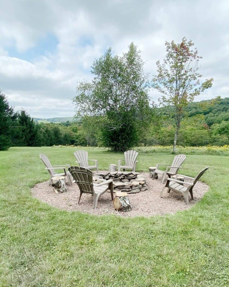 Rustic Firepit With Adirondack Chairs