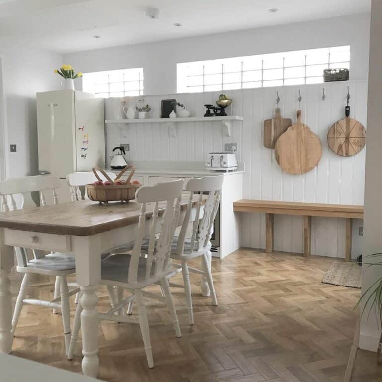 Rustic Kitchen Design With Vintage Plank Chairs