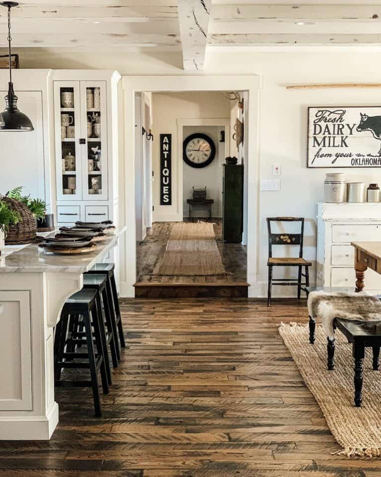Rustic Kitchen With Matching Woven Hallway Runners