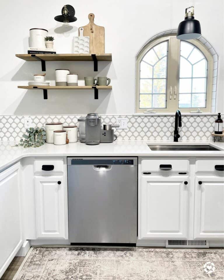 Rustic Kitchen With White and Black Accents