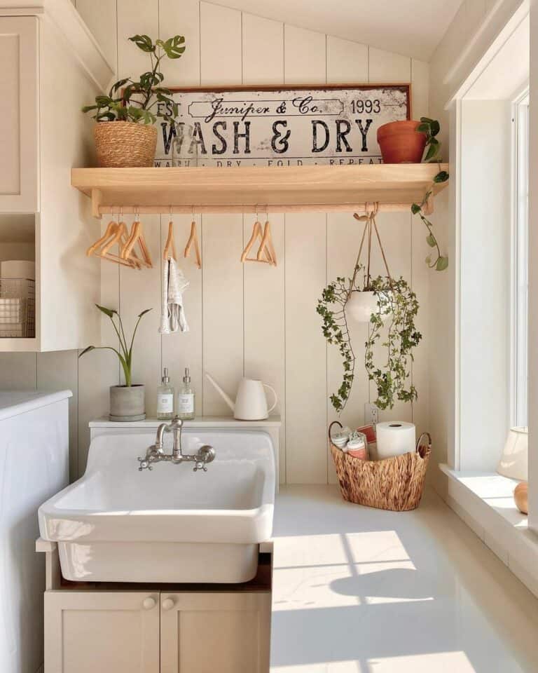 Rustic Laundry Room With Custom Sink