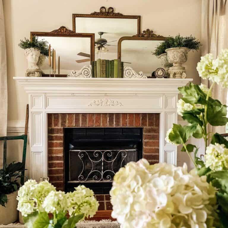 Rustic Living Room With Green and White