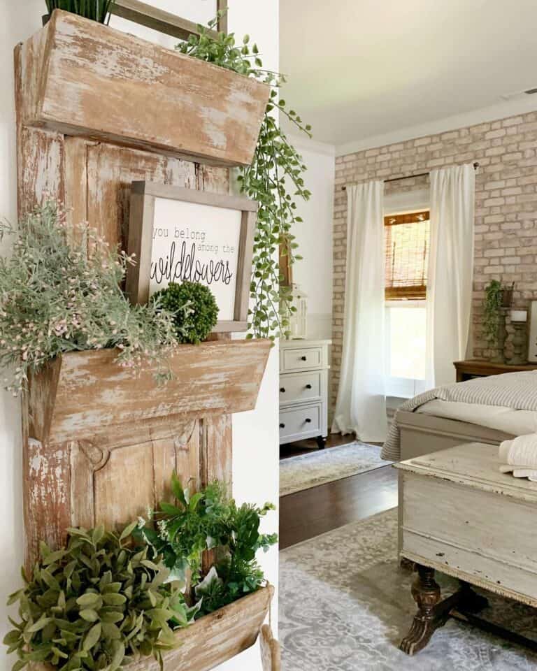 Rustic Plant Shelf Feature Wall