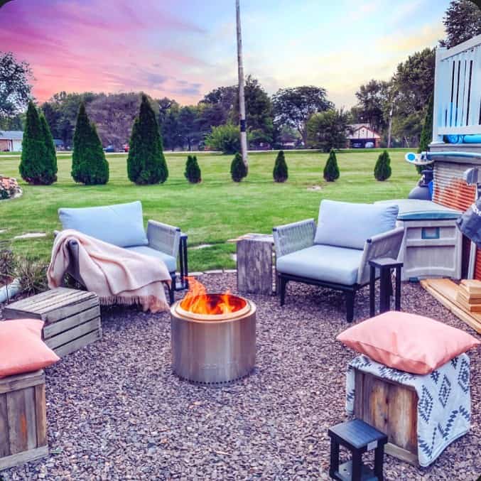 Rustic Seating Area With Sleek Fire Pit