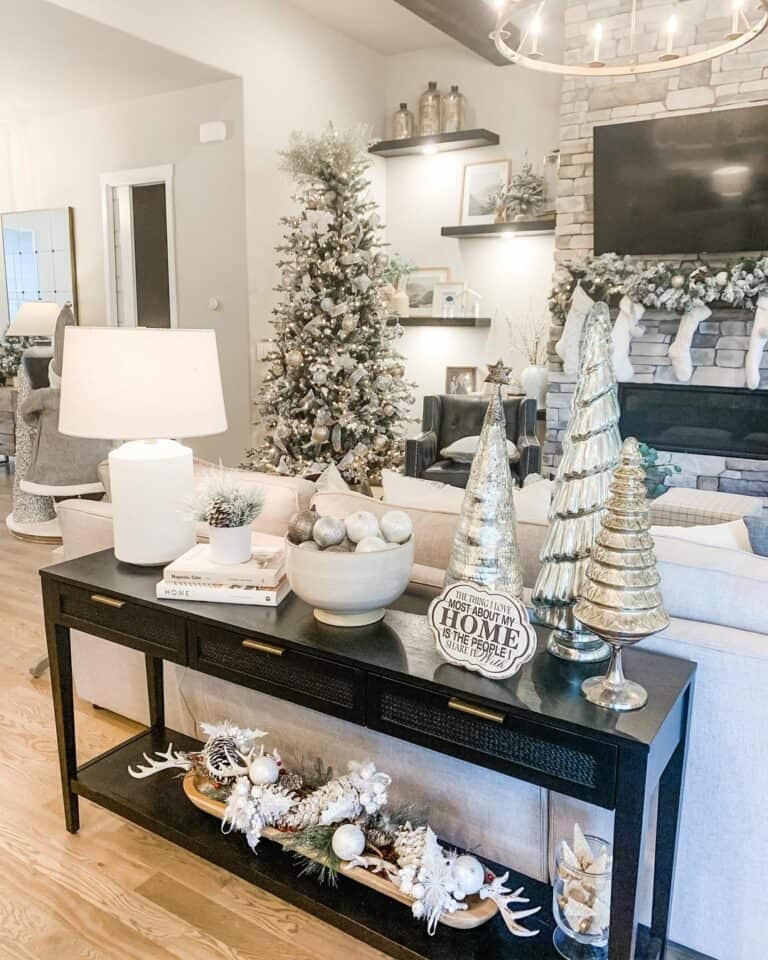 Rustic White and Festive-themed Living Room