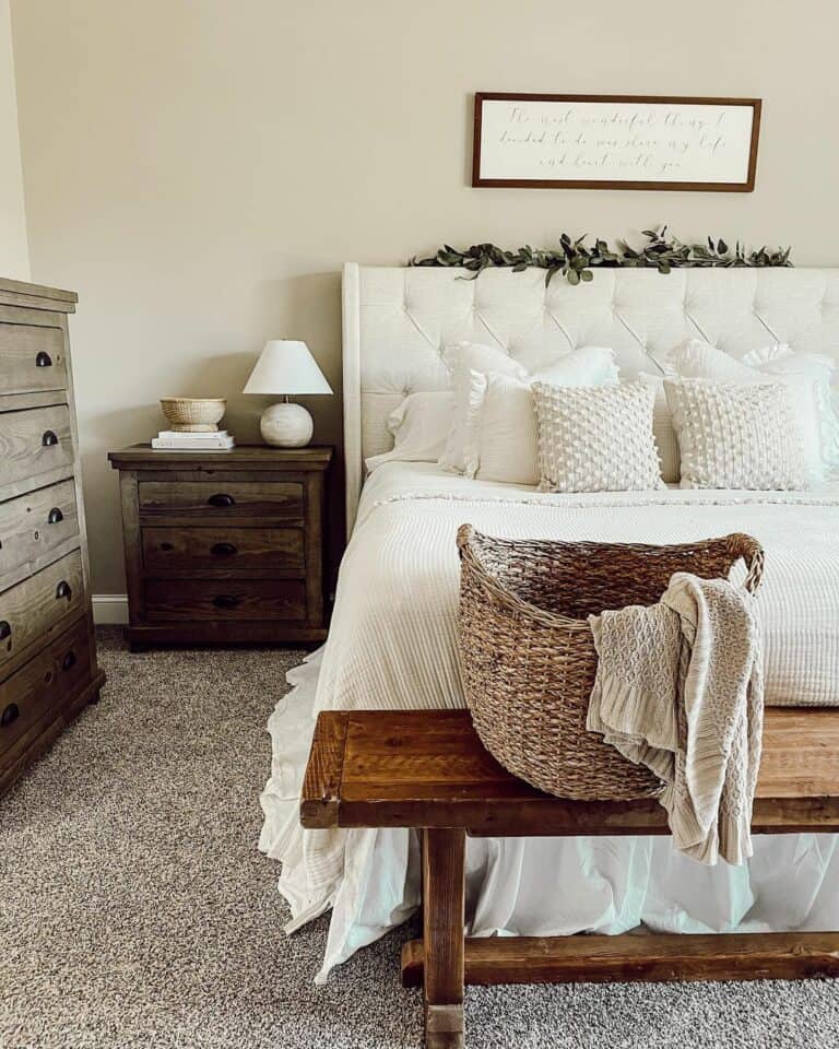Rustic and Peaceful White Bedroom Idea