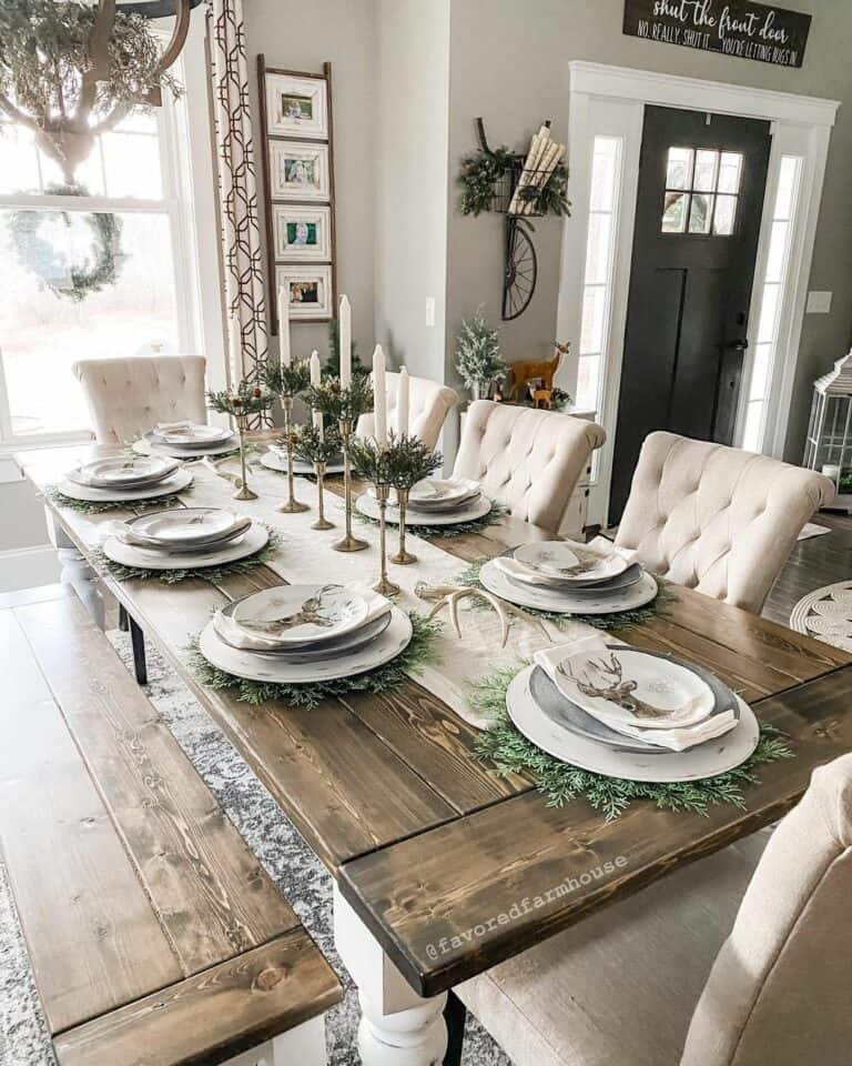 Rustic-themed Winter Dining Room