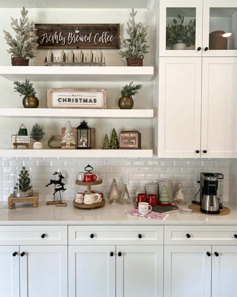Seasonal Kitchen With White Floating Shelves Soul & Lane