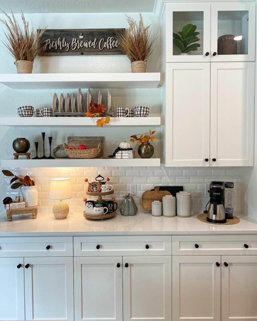 Shelf Décor Ideas for an All-white Kitchen