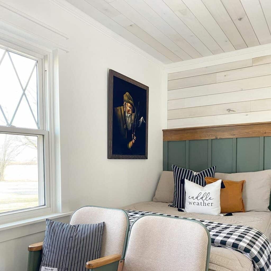 Shiplap Accent Wall With Matching Ceiling