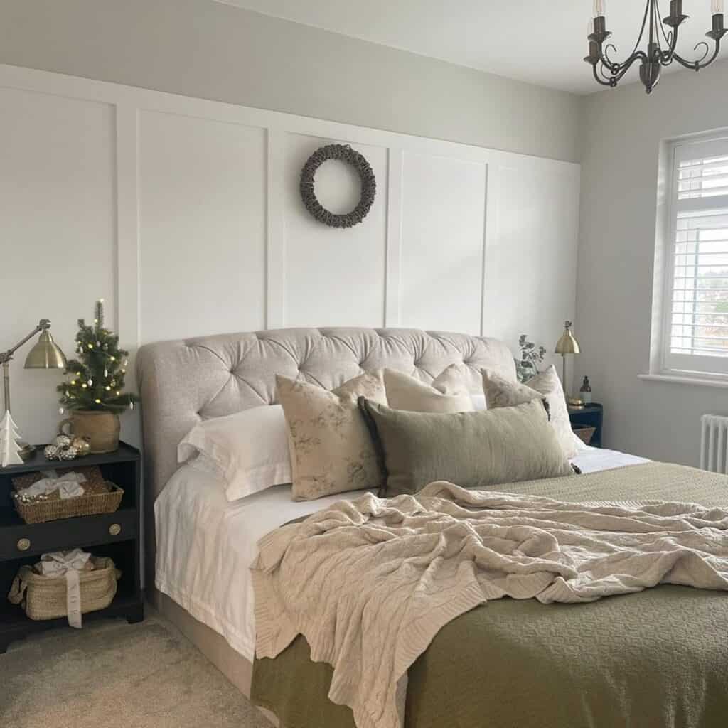Simple White Wainscoting Bedroom Design