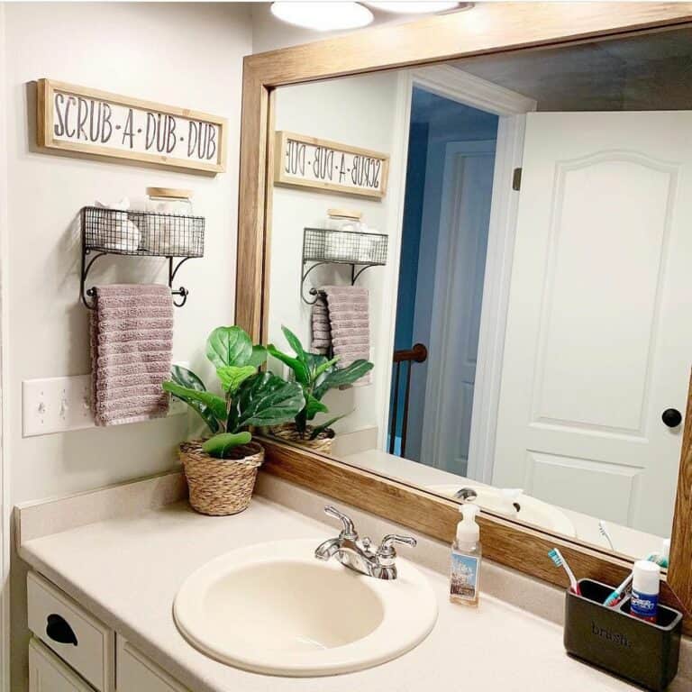 Single-sink Vanity With Wooden Mirror