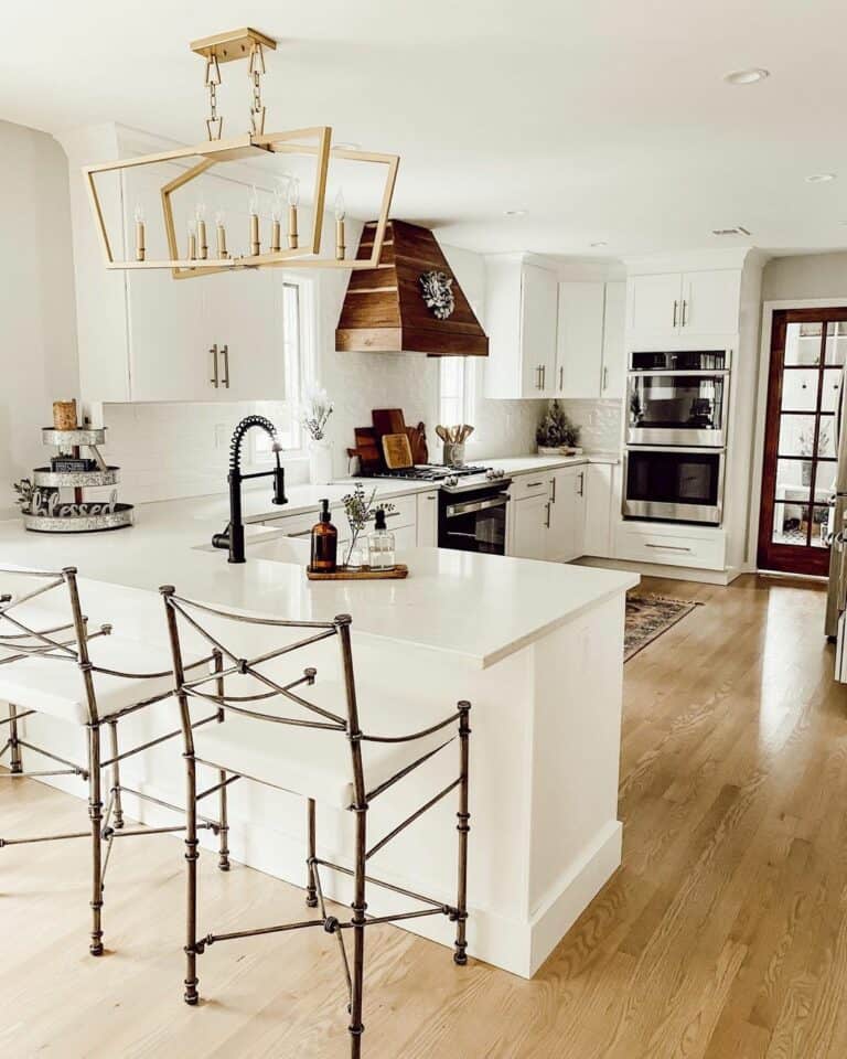 Small Eat-in Kitchen With Metal Counter Stools