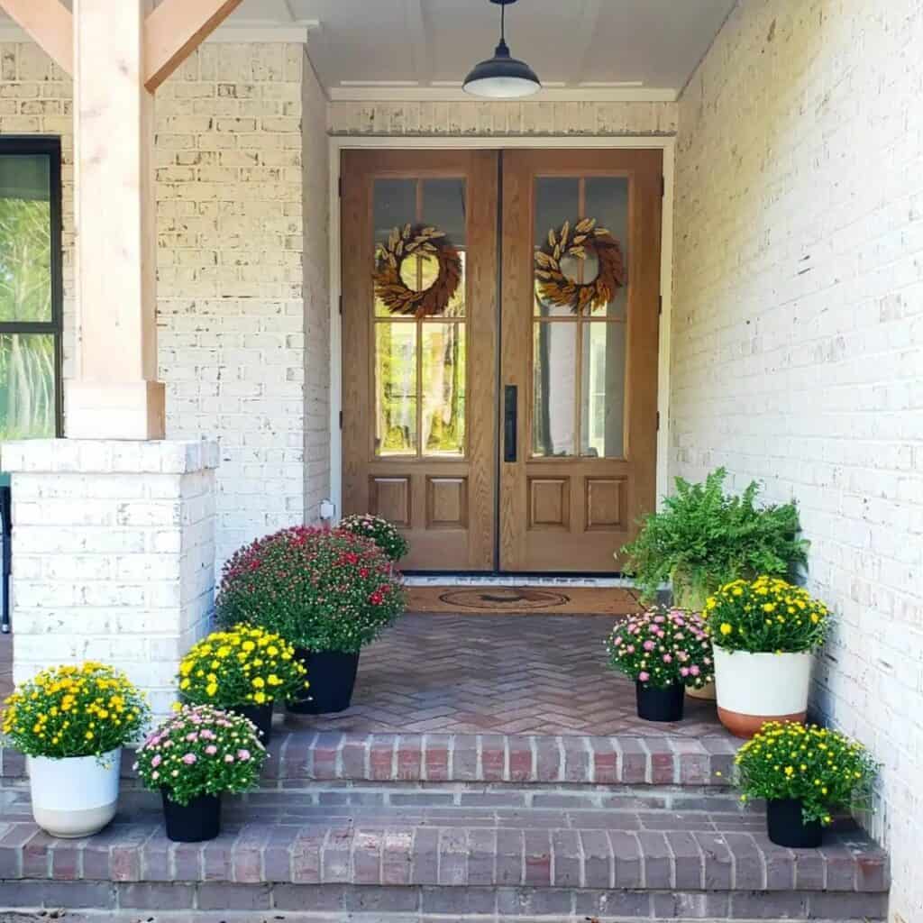 Small Front Porch With Potted Flowers