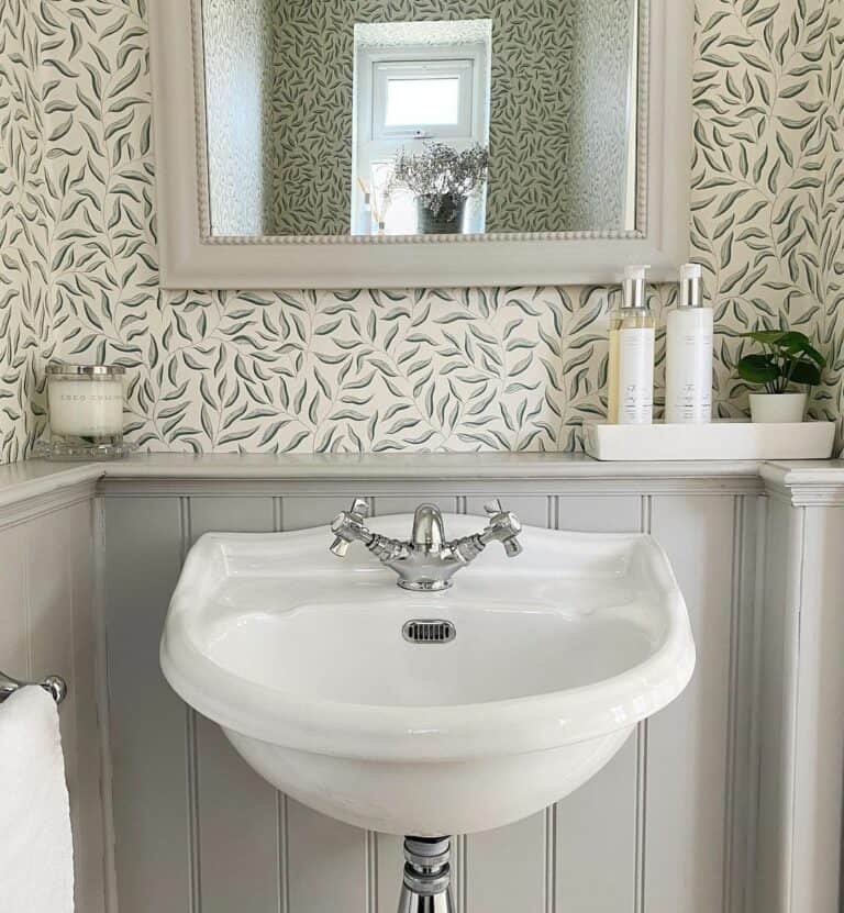 Small Gray Bathroom Ideas With Wallpaper