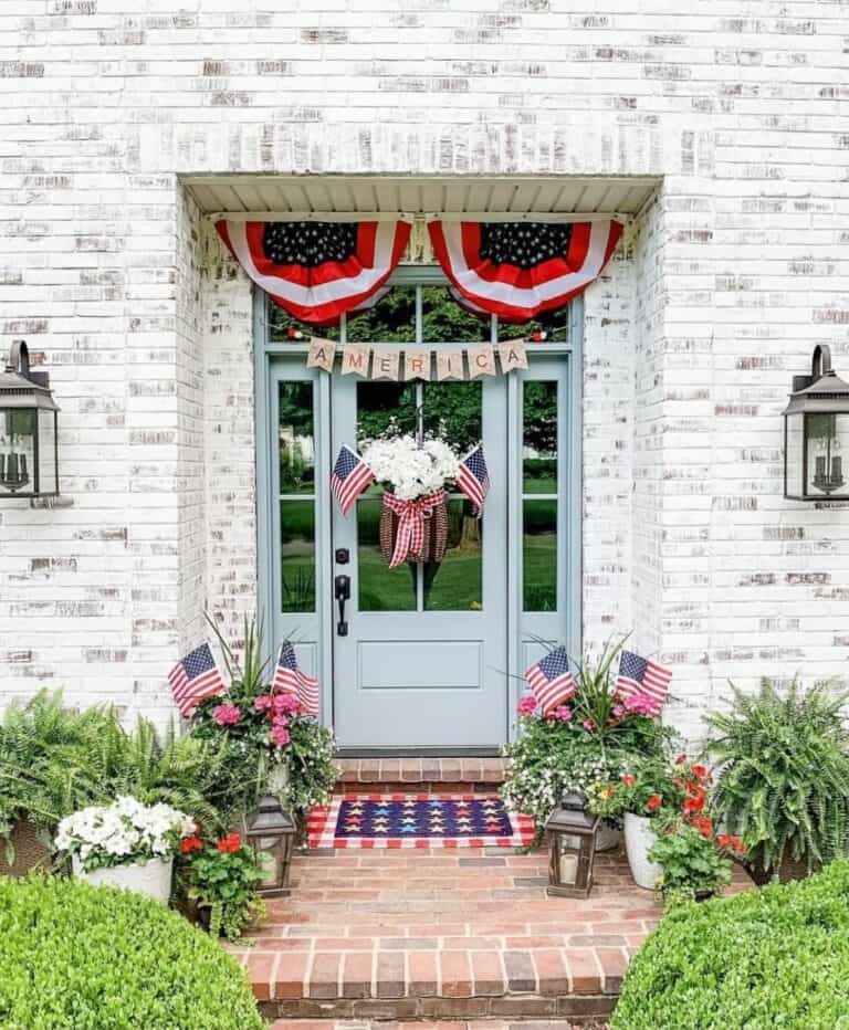 Small Porch With 4th of July Decorations