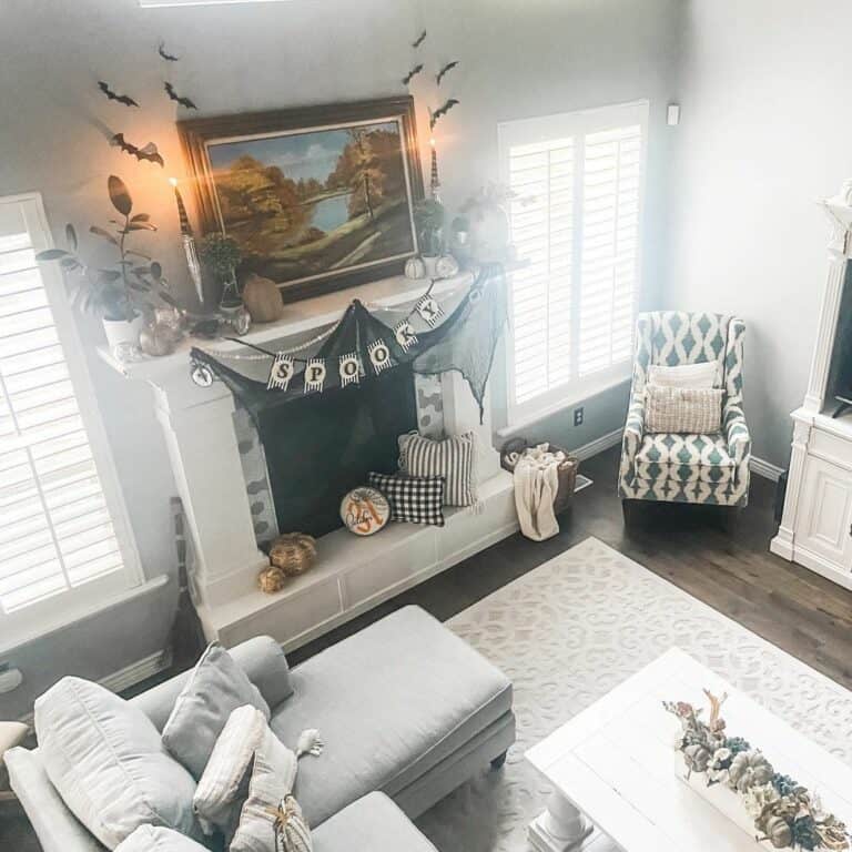 Spooky Fireplace in Grey Living Room